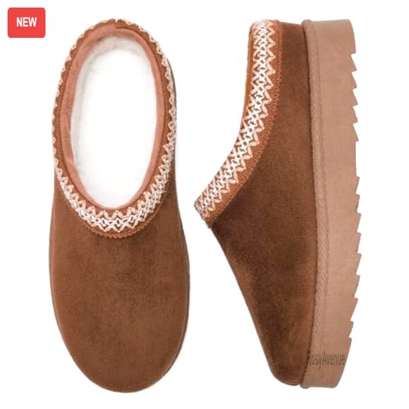 Women's Platform Slipper Boots Fleece Lined Anti-Slip Outdoor Indoor - Picture 4 of 7